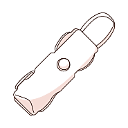 Satchel made of one piece of leather to transport a petanque triplette, a jack and a cloth