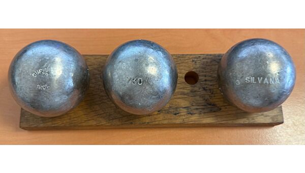 LA BOULE BLEUE "Super inox 125" - 71mm - 730g - gravée ZLATAN-VINCENT-SILVANA