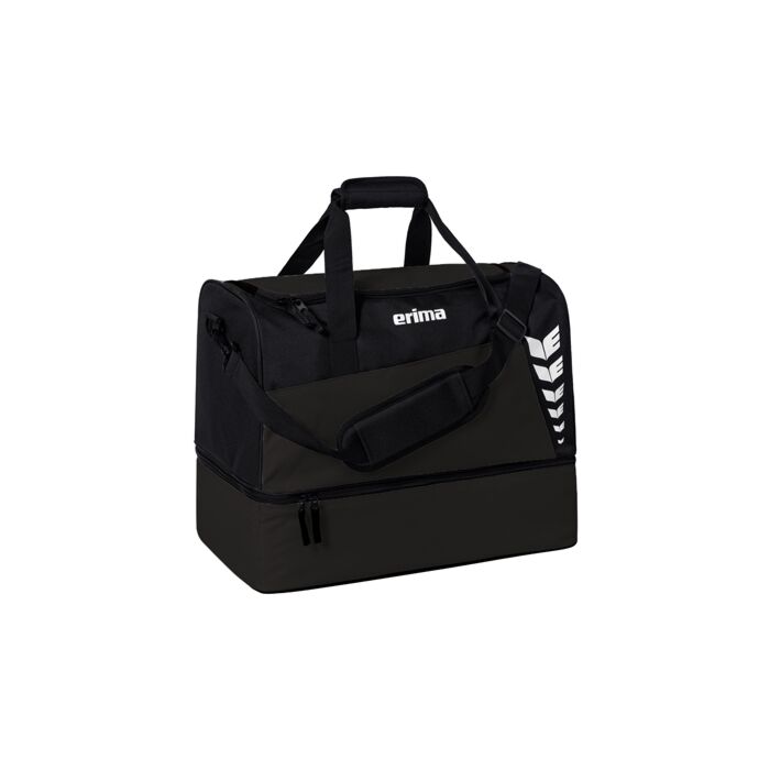 Borsone Sportivo Erima SIX WINGS Con Scomparto Inferiore – Unisex Adulto, Nero, Taglia S (40x25x35 Cm, 35 Litri)