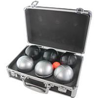 2 Pétanque triplets with case and jack - Matte Grey Z-Stripe + Black P-Stripe