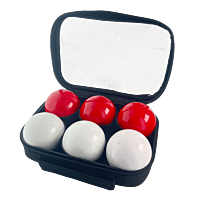 2 Pétanque triplets with bag and jack - Smooth white + Smooth red
