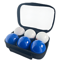 2 Pétanque triplets with bag and jack - Smooth white + Smooth blue