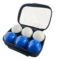 2 Pétanque triplets with bag and jack - White Strie Z + Blue Strie Z