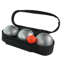 3 Petanque Balls with Bag and Jack - Smooth Matte Grey
