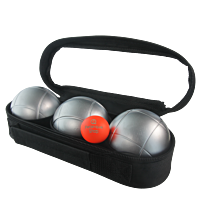 3 Petanque Balls with Bag and Jack - Matte Grey Stripe 1