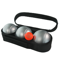 3 Petanque Balls with Bag and Jack - Matte Grey Stripe P