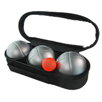 3 Petanque Balls with Bag and Jack - Matte Grey Z Stripe