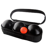 3 Petanque balls with bag - Smooth pattern black