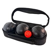 3 Petanque Balls with Bag and Jack - Black Stripe 3