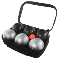 SACOZ6 Pack No. 4 - 2 Pétanque triplets with bag and jack - Grey Strie P + Black Strie 1