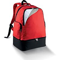 Back pack red with a bottom pouch