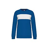 Sweat-shirt polyester à bandeau blanc - Bleu Roi