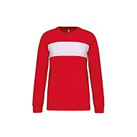 Sweat-shirt polyester à bandeau blanc - Rouge