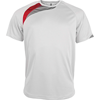 Short-sleeved sports t-shirt - kids - white/sporty red/storm grey