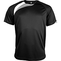 Short-sleeved sports t-shirt - kids - black/white/storm grey
