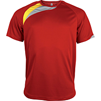 Short-sleeved sports t-shirt - kids - sporty red/sporty yellow/storm grey