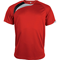 Short-sleeved sports t-shirt - kids - sporty red/black/storm grey