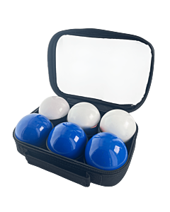 2 Pétanque triplets with bag and jack - Smooth white + Smooth blue