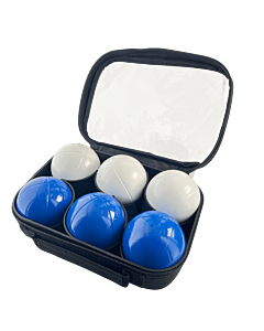 2 Pétanque triplets with bag and jack - White Strie Z + Blue Strie Z