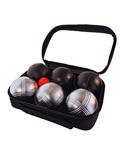 3 P&eacute;tanque triplets with bag and jack - Grey Stripe 3 + Black Stripe Z