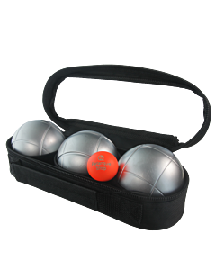 3 Petanque Balls with Bag and Jack - Matte Grey Stripe 1
