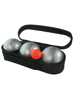 3 Petanque Balls with Bag and Jack - Matte Grey Stripe P