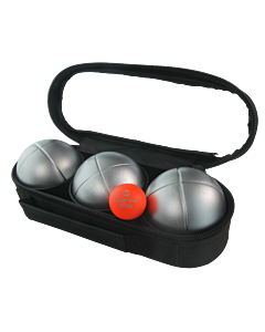 3 Petanque Balls with Bag and Jack - Matte Grey Z Stripe