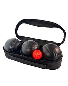 3 Petanque Balls with Bag and Jack - Black Stripe 3