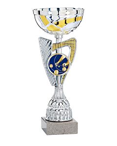 Special silver and gold pétanque cup, 33cm, with decorative disc