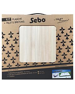 Wooden board kit with 12 Breton cast iron pucks