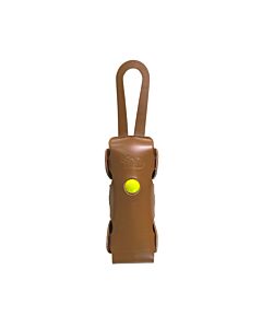 Satchel made of one piece of leather to transport a petanque triplette, a jack and a cloth