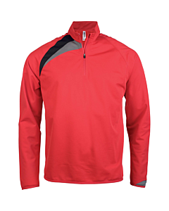 Zip neck training top - kids - sporty red/black/storm grey