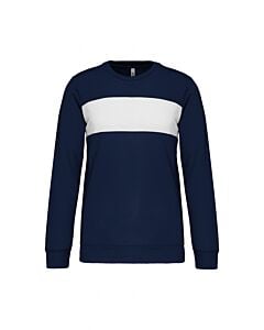 Sweat-shirt polyester à bandeau blanc - Bleu Marine