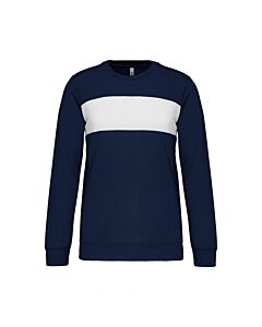 Sweat-shirt polyester à bandeau blanc enfant - Bleu Marine