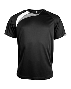 Short-sleeved sports t-shirt - kids - black/white/storm grey