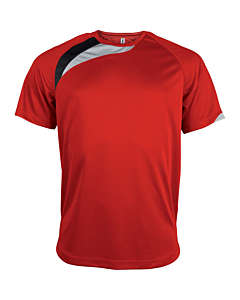 Short-sleeved sports t-shirt - kids - sporty red/black/storm grey