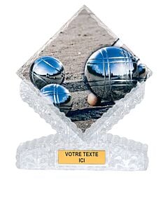 Trophée de pétanque effet cristal 25cm